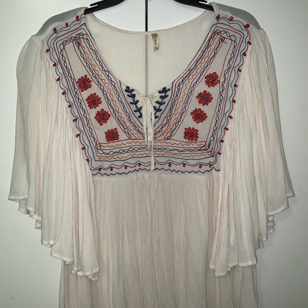 Embroidered flowy blouse